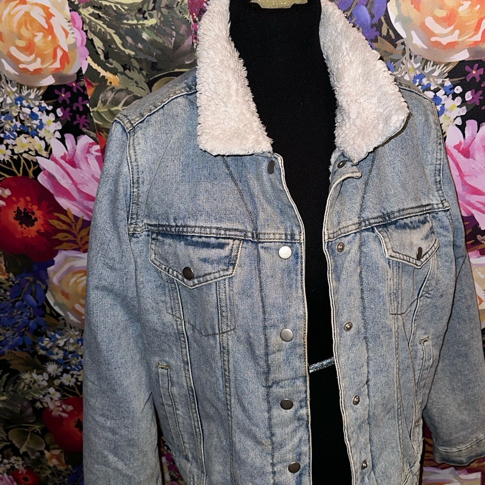 Denim Jacket with Sherpa Collar